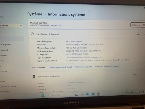 ASUS ExpertBook  i7 1355U Ram 16 ddr4 SSD 512 NVME