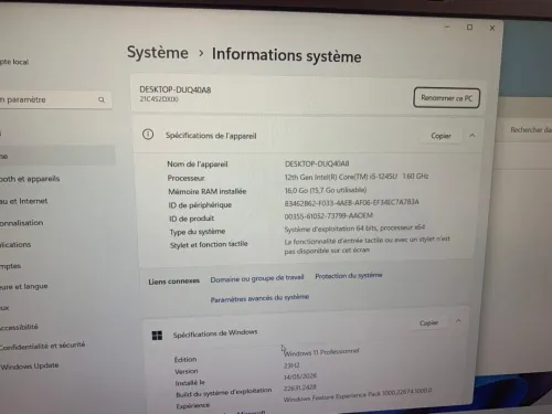 THINKPAD L15 i5 1245U Ram 16 ddr4 SSD 256 NVME