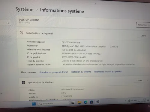 THINKPAD T14 AMD Ryzen 5 PRO 5650URam 16 ddr4 SSD 256 NVME