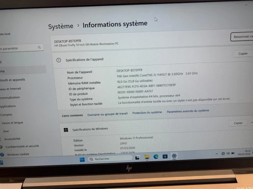 HP ZBook Firefly 14 G8 i5 1145 G7 Ram 16 ddr4 SSD 256 NVME
