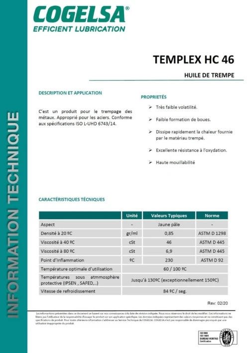 HUILE DE TREMPE 
