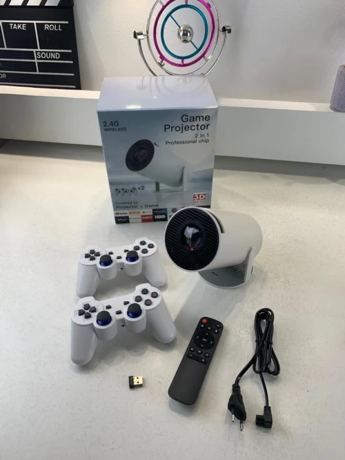 Projecteur de Jeux Intelligent a Haute Resolution avec Deux Manettes مشغل ألعاب وجهاز عرض على الحائط