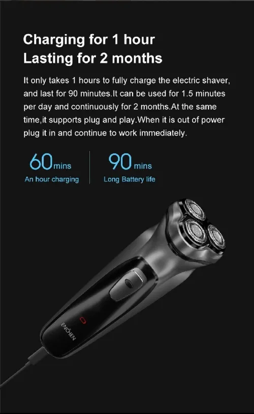 Tondeus original Blackstone Électrique Rasoir Rotatif pour Hommes Type-c USB Rechargeable
