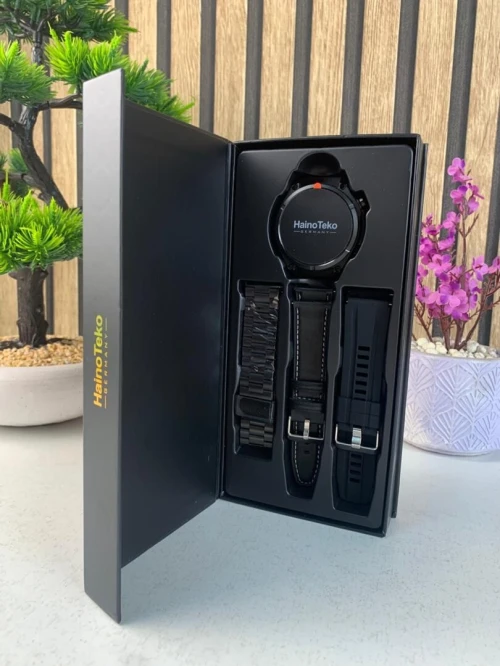 Smartwatch Haino Teko RW-61 avec écran AMOLED lampe de poche intégrée et 3 paires ساعة ذكية أصلية