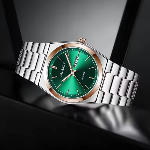 Montre Homme de Luxe IRLANDY - Édition Spéciale (Vert Émeraude & Argent)