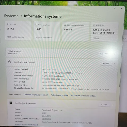 Lenovo ThinkPad P16 Gen 1 - Workstation i9-12950HX, 64Go, 1To, RTX A4500 16Go dédiée, 16" 2k