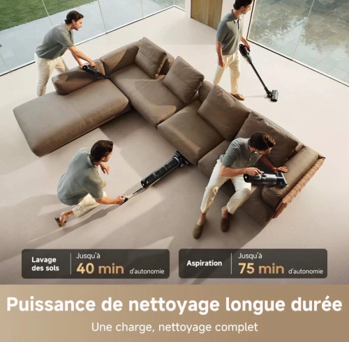 Dreame H14 Dual Aspirateur Laveur, 18kPa, Aspirateur fonctionnel multisurfaces 5-en1 La portée à plat à 180