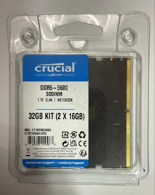 Crucial DDR5 Laptop RAM Kit 2/16GB 32GB New Sealed