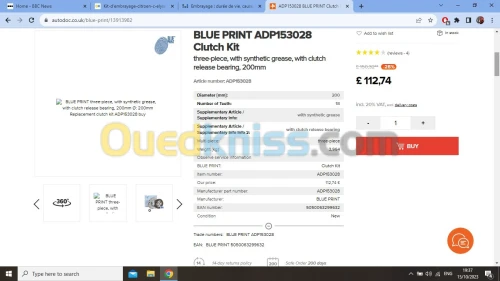 Kit D'embrayage BLUEPRINT Citroen C-Elysee 1.2 vti neuf. Made in UK. 