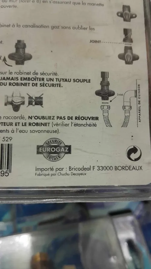 Robinet à gaz avec clapet anti-retour Français روبيني غاز فيه كلابي انتيروتور فرنسي اصلي سلعه كابا 