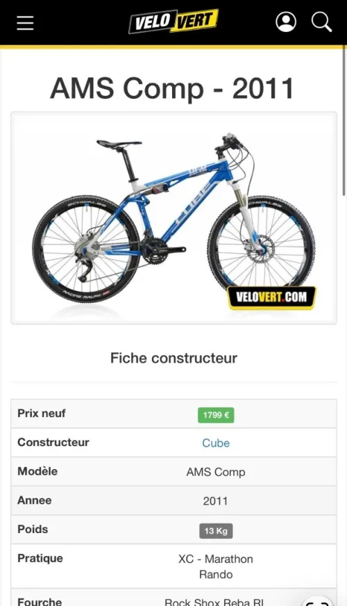 Vélo cube carbone Taile M