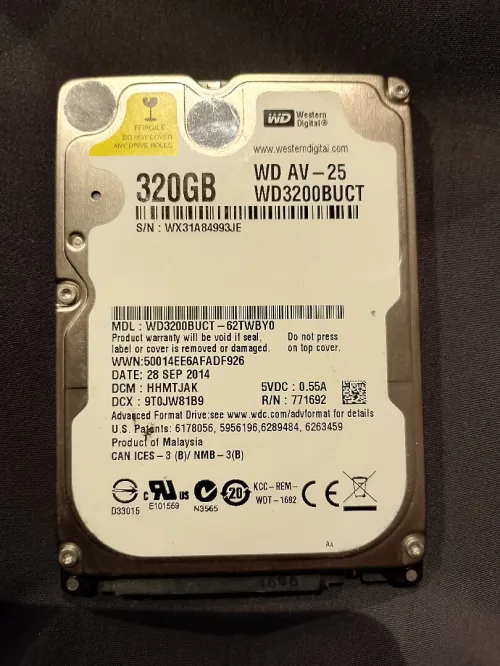 DISQUE DUR 2.5 320GB WD LAPTOP