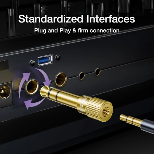 Adaptateur Audio Stéréo Professionnels Jack 6.35mm Mâle vers Jack 3.5mm Femelle 