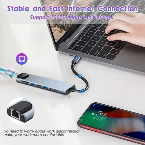 Adaptateur USB Type-C 8 EN 1 USB Type-C to HDTV Multifonction