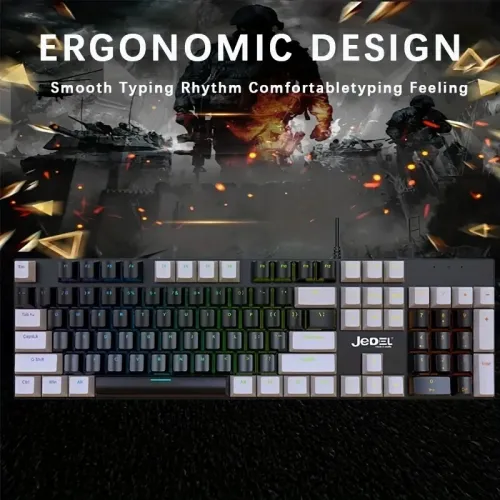 Clavier Gaming Mécanique USB 104 Touches, Structure Métallique, RGB Anti-Ghosting KL-95D JEDEL 