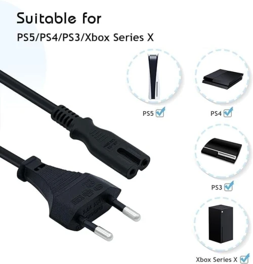 Cable d'Alimentation 2x1mm2 1.5m Format Secteur Bi-polaire