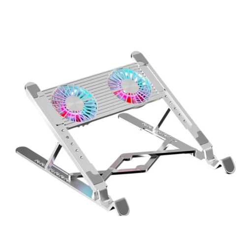 Support & Refroidisseur En Alliage d'Aluminium avec 2 ventilateurs Pliable & Réglable pour Laptop
