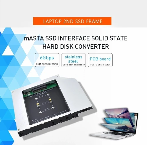 Boîtier Rack pour Disque Dur Secondaire SSD mSATA pour Ordinateur Portable SATA 9.5 mm