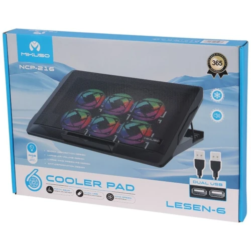 Refroidisseur avec 6 Ventilateurs 5 Positions Pour Laptop Jusqu'À 17" RGB NCP-216 MIKUSO