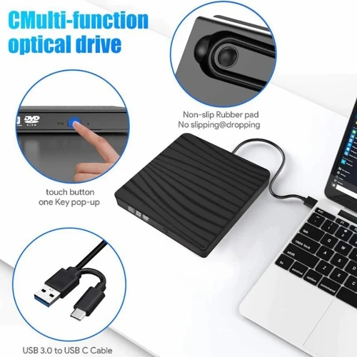 Graveur & Lecteur Dvd & CD Externe Slim USB 3.0/USB Type-C pour Windows / MAC OS