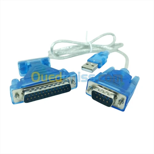 Adaptateur Câble USB 2.0 vers Série RS232 (DB9 et DB25) pour Connexion Universelle d'Appareils 