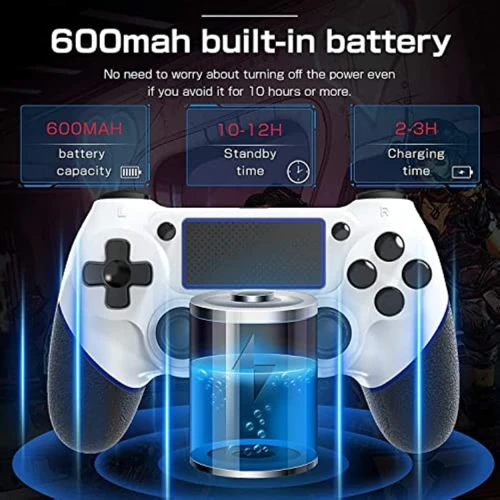 Manette Gaming Bluetooth Pour PS4 & PC Dual-Shock Rechargeable avec Entrée Jack 3.5mm