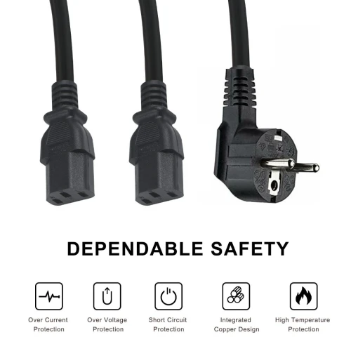 Câble d'Alimentation pour PC 3m Ø 3x0.75mm2 avec Double Connecteurs C13
