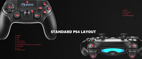 Manette Gaming Bluetooth Multi-Platform Pour Ps4 / PS3 / Windows GT-64 Marvo