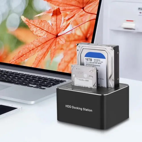 Station d'Accueil Double Disques Durs SATA 2,5/3,5 Pouces, USB 3.0, avec Clonage Offline