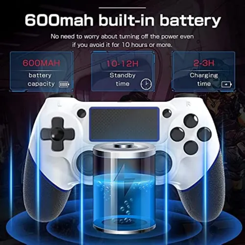 Manette Gaming Bluetooth Pour  PS4 & PC Dual-Shock Rechargeable avec Entrée Jack 3.5mm
