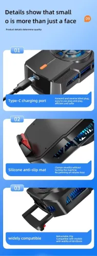 Radiateur refroidissement 2400mAH réglable à 3 Vitesses avec Fonction de Power Bank S17