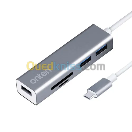 Hub USB Type-C 5 en 1 3*USB 3.0 & Lecteur de carte SD TF en alliage d'aluminium OTN-9597 ONTEN