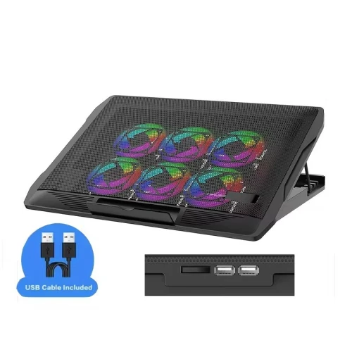 Refroidisseur avec 6 Ventilateurs 5 Positions Pour Laptop Jusqu'À 17" RGB NCP-216 MIKUSO