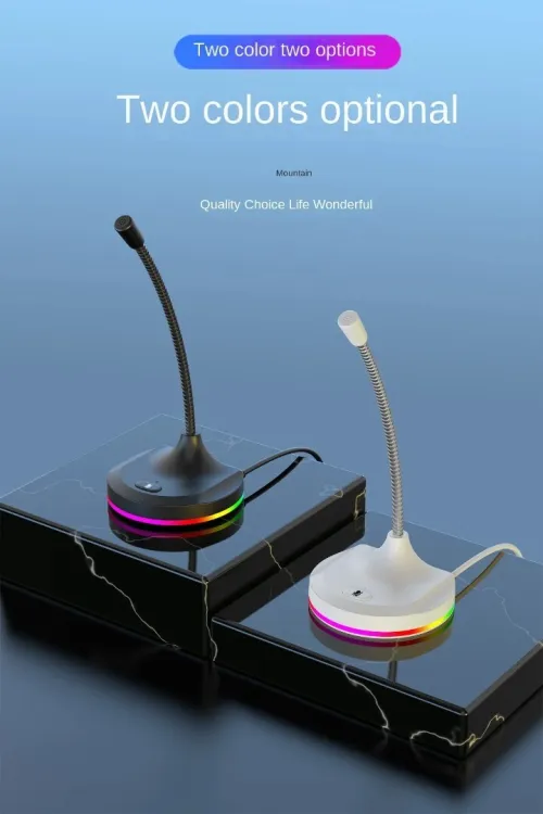 Microphone USB Omni Directionnel Flexible avec Hub 3 Ports USB, RGB, Anti- Bruit, Plug & Play