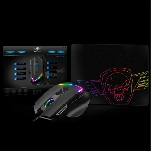 Pack Souris Filaire & Tapis de Souris pour Gamer 7200 dpi 8 Boutons Programmables RGB Pro-M3 