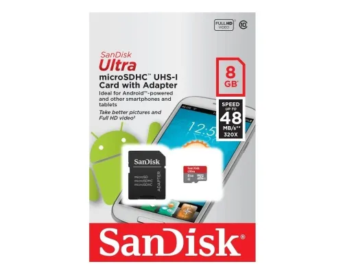 MEMOIRE MICRO SD 8GO+ADAPT SANDISK