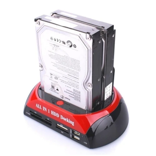 Station d'Accueil Double Disques Durs SATA/IDE 2,5" et 3,5" USB 2.0 & Lecteur Carte Mémoires N: 875