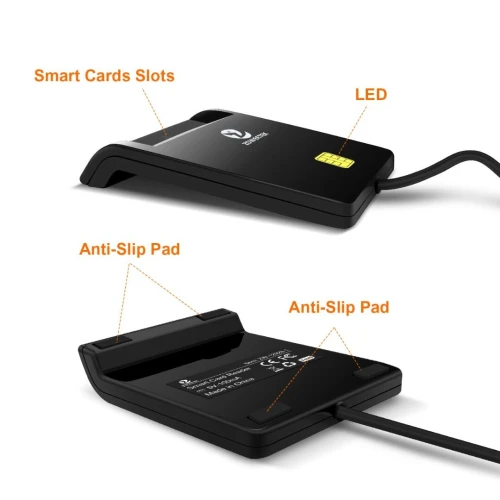 Lecteur de Carte Chifa & toute Cartes à Puce USB 2.0 Compatible Windows é MacOs ZW-12026-1 ZOWEETEK