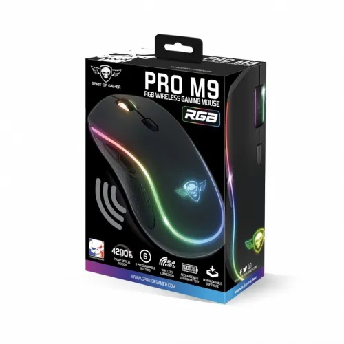 Souris Gamer Sans Fil 2.4GHz Capteur 4200 Dpi 6 Programmable Bouton RGB PRO-M9 Spirit Of Gamer