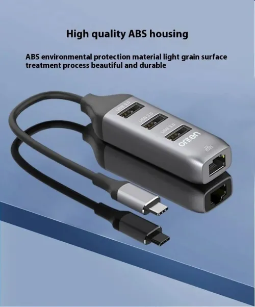 Adaptateur USB Type-C 4 en 1 Port RJ45 Réseau Ethernet Gigabit & Hub 3x USB 3.0 OTN-95118R ONTEN