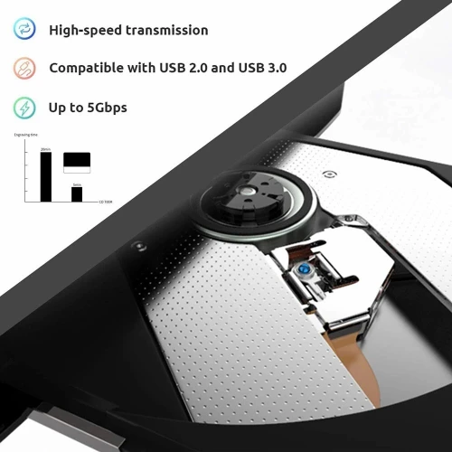 Graveur & Lecteur Dvd & CD Externe Slim USB 3.0/USB Type-C pour Windows / MAC OS