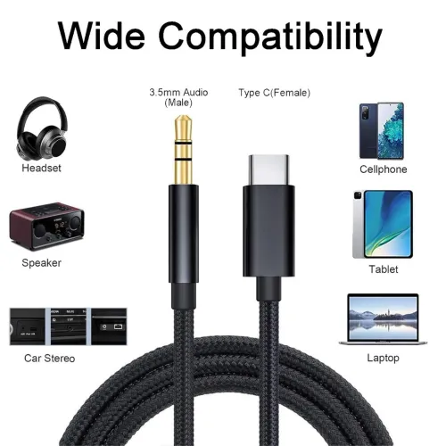 Câble Auxiliaire Adaptateur Audio USB Type-C vers Jack 3.5mm 1M XO-NB-R155B