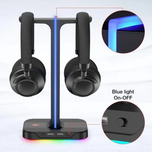 Support Casque Double RGB Avec 2 ports USB GameNote TH650 HAVIT