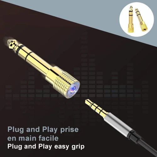 Adaptateur Audio Stéréo Professionnels Jack 6.35mm Mâle vers Jack 3.5mm Femelle 