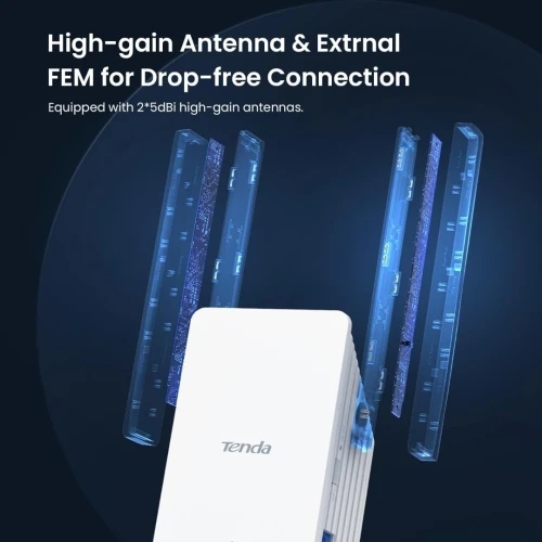 Répéteur & Extenseur Wi-Fi 6 Dual-Band AX1500 jusqu'à 80 m2 avec Port Gigabit A23 TENDA