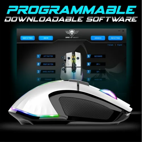 Souris Filaire USB pour Gamer 12800 Dpi - 8 Boutons Programmables RGB PRO-M5