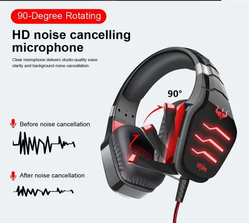 Casque Gaming avec Microphone Anti-bruit pour PC USB + 2 JACK 3.5 GT85 OVLENG