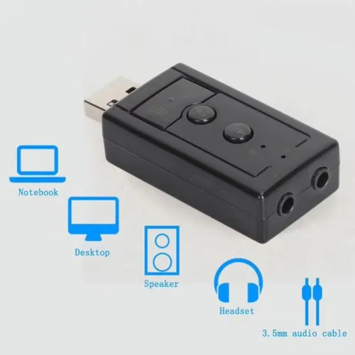 Adaptateur Carte Son USB 2.0 Virtual 7.1CH Sound 2CH Stéréo & Mic
