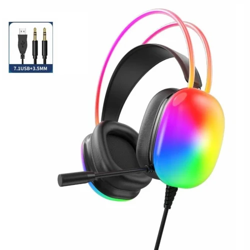 Casque Gaming Professionnel Jack 3.5 mm 7.1 Microphone Flexible Antibruit Rétroéclairage RGB H-600