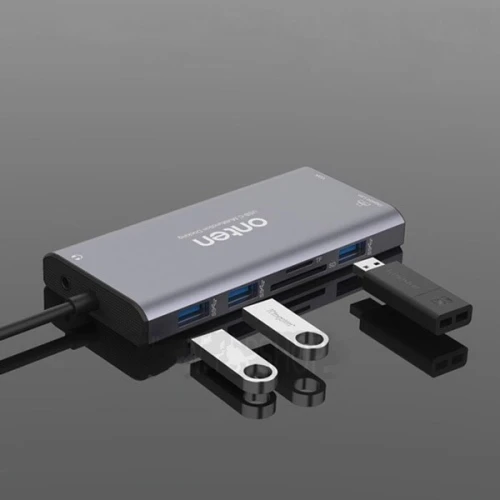 Station d'Accueil USB-C 12-en-1 Vidéo 4K, Recharge 100W, Réseau Gigabit et Plus OTN-UC601 ONTEN